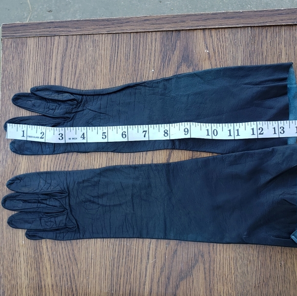 Vintage Chevreau Long Kid Gloves Dark Blue/Black - Picture 2 of 5